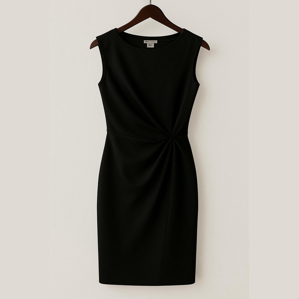Diane Von Furstenberg Black Sleeveless Midi Sheath Dress